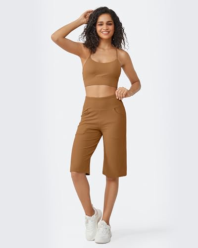 Image of Promover 14 inch /21 inch /23 inch /25 inch Inseam Capri Pants for Women Wide Leg Yoga Cropped Pants with Pockets Loose Casual Summer Pant