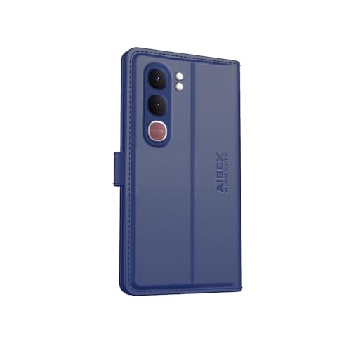 Image of AIBEX Compatible for Vivo Y31 5G Flip Cover Leather Finish | Inside TPU with Card Pockets | Wallet Stand | Complete Protection Flip Case Blue