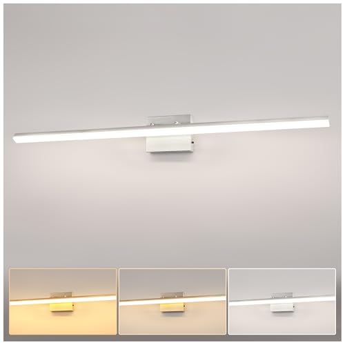 L LOHAS LED 48-Inch Bathroom Vanity Light Bar Over Mirror, Brushed Nickel Modern Bathroom Light Fixtures, 3CCT Adjustable LED Vanity Lights for Living Room Wall