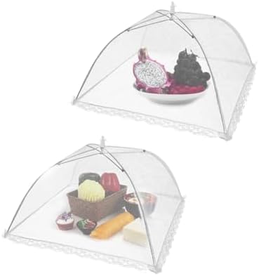 Kit 2 Tela Mosquiteira Retrátil Protetora De Alimentos Grande Renda Tule Bolo E Fruta 40x40cm | Premium MyBrins
