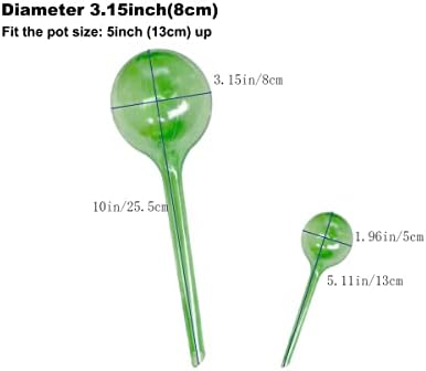 EWENYS 4 Pack Plant Self Watering Bulbs, Ø 8cm Aqua L Size, Self Watering Globes for Holiday Plant Watering,Self watering system for your plants up to 2 weeks Drip Irrigation Device (Green)