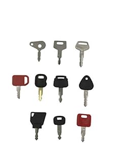 10X Ignition starter Key Set Agricultural/Excavator Machinery For Digger - Plant - Dumper - Tractor - Dozer - Roller replacement for Caterpillar, Hitachi, Kobelco, Komatsu, Kubota