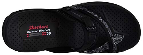 Skechers Women's Reggae-Zig Swag Flip-Flop Sandals, Black/Charcoal, 9 M US