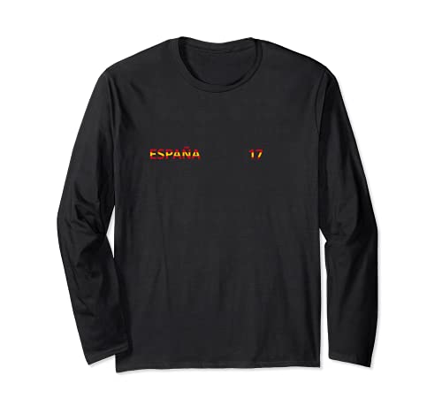 Spain Flag Long Sleeve T-Shirt, Black