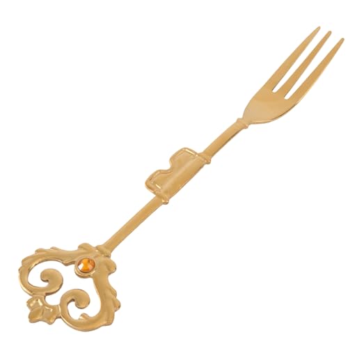 Cabilock Vintage Edelstahl Obstgabel mit Kronenmotiv Rostfrei für Kuchen und Dessert Kreatives Besteck für Zuhause und Restaurant