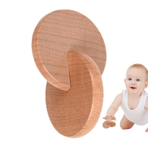 Dinchaakuarry Interlocking Discs Toy Natural Beech Wooden Grip Toy