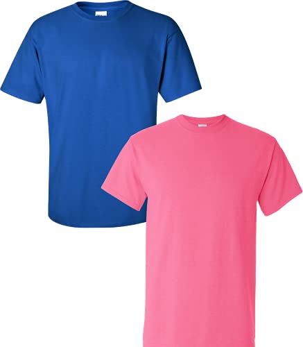 T-shirt de sport et bricolage en coton Gildan G2000 bleu et rose taille L
