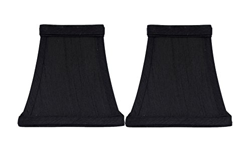 Urbanest Set of 2 Square 5-inch Softback Bell Chandelier Lamp Shade, Black, Faux Silk, Clip On