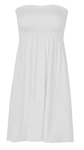 GirlsWalk Women's Plus Size Plain Boob Tube Bandeau Sheering Top White