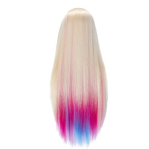 Hairingrid 26"-28" Mannequin Head for Hair Styling Training - Manikin Cosmetology Doll With Synthetic Fiber Hair and Free Clamp Holder (Multicolor)