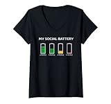 Photo Gallery donna funny social battery maglietta maglietta con collo a v Photo Gallery donna funny social battery maglietta maglietta con collo a v
