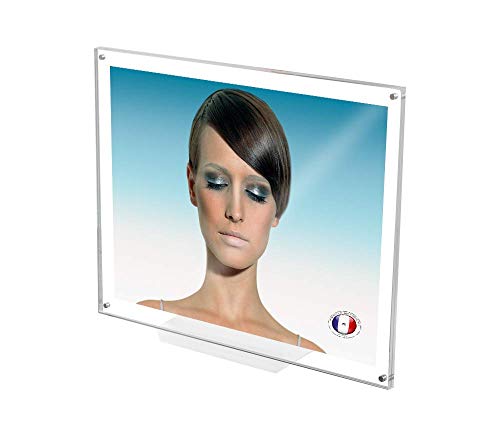 Cadre photo en véritable Plexiglass, Cadre Transparent aimanté á socle déco 25x35 cm