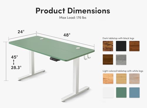 Image of FEZIBO Electric Standing Desk, 48 x 24 Inches Height Adjustable Stand up Desk, Sit Stand Home Office Desk, Computer Desk, Green