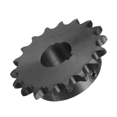 Image of uxcell #50 Chain Roller Sprocket B Type, 1-1 /4 inch Bore 18 Tooth Single Strand Chain Sprocket, Carbon Steel, Keyway with Set Screws