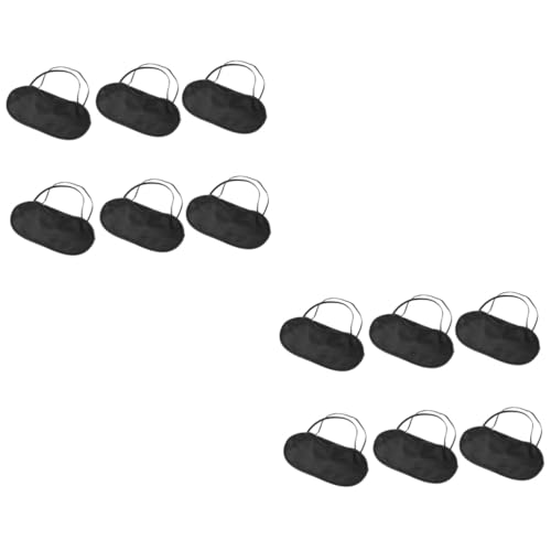 12個 アウトドア キャンプ スリーピングアイマスク 伸縮性 ポリエステル 黒 旅行 オフィス ナップス (18.5X8X0.1cmx2pcs)