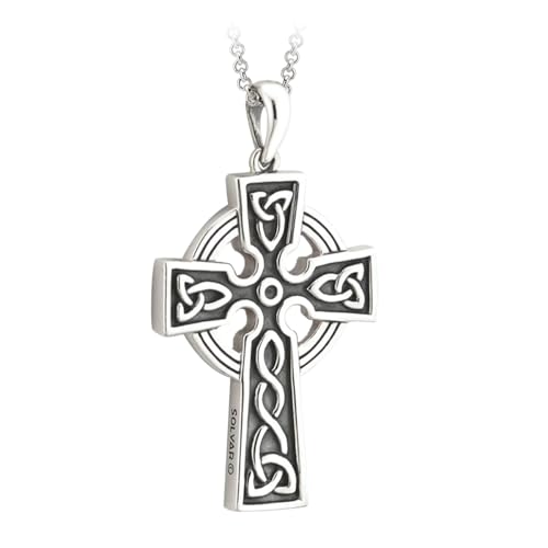 Biddy Murphy 925 Sterling Silver Celtic Cross Necklace for Men, 24