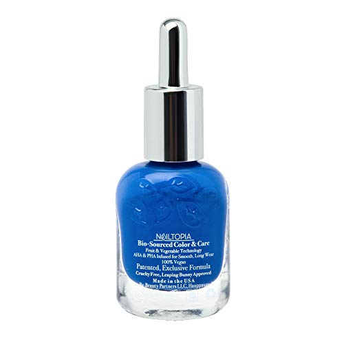Nailtopia Bio-Sourced, Chip Free Nail Lacquer - All Natural, Strengthening Biotin And Superfood-Infused Polish - Chip Resistant Formula - Quick-Dry, Long Lasting Wear - Indigo To Ibiza - 0.41 Oz #TOP1