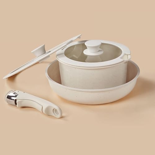 Removable Handle Pots and Pans Set Maifan Stone Nonstick Cookware Auxiliary Flat Bottom Frying Pan Saucepan Set of Pots and Pans