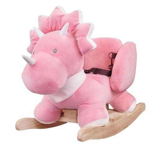 Image of Nattou Rocking Horse Animal for Children10-36 Months, 25 x 13 x 18 in (Tina The Triceratops)