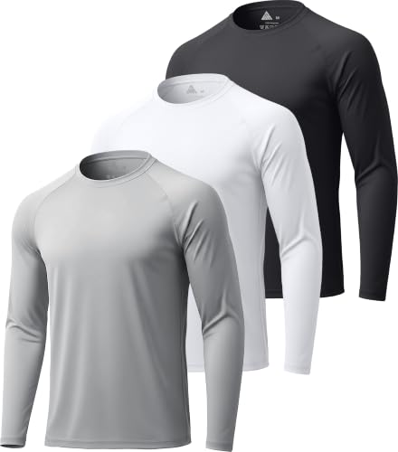 Image of ZITY 5 Pack Long Sleeve Shirts for Men UPF 50+ Sun Protection Fast Dry Lightweight Fishing Swim Rash Guard Workout Shirt