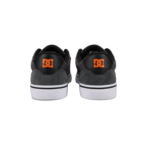 DC Men's Anvil Casual Skate Sneaker, Grey/Black/Orange, 8