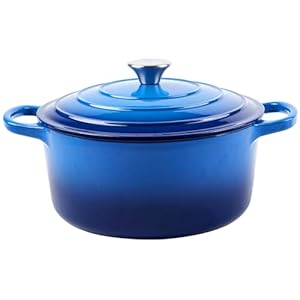 6 Quart Enameled Cast Iron Dutch Oven with Lid – Big Dual Handles – Oven Safe up to 500°F – Classic Round Pot for Versatile Cooking Blue