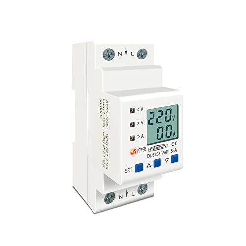 Protection surtension rail DIN 80A 230V voltmètre limiteur de courant triphasé