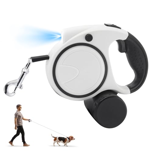Guinzaglio per Cani Allungabile 5m: Guinzaglio Retrattile Estensibile, Con Porta Sacchetti, Impugnatura Antiscivolo, Flexi Guinzaglios per Animali Di Taglia Media E Piccola Fino a 25kg