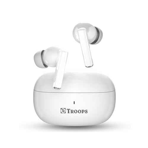Image of TP TROOPS Buds Truly Wireless Earbuds with 28H of Playtime, Quad Mic with ENC, Instacharge(10 min=200 min), 10mm Driver,Low Latency, BT v5.0
