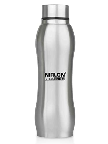 Image of NIRLON Ozone Single Wall Stainless Steel Water Bottle 750ml, Water Bottles For Fridge, School,Gym,Home,office,Boys, Girls, Kids, Leak Proof(SILVER COLOUR|SET OF 1)