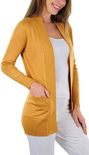 Image of ToBeInStyle Women's Long Sleeve Rib Banded Open Sweater Cardigan