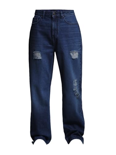 Image of Jack & Jones Men's Loose Fit Low-Rise Mildly Distressed Jeans