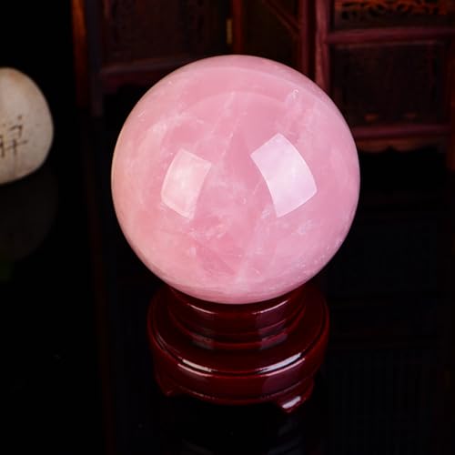 Cristal de quartz rose boule sculptée de 13cm, sculpture d'exception - 7