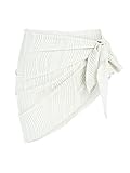 ZAFUL Textured Tie Side Beach Sarong Short Sarong Coverups for Women, 4-White