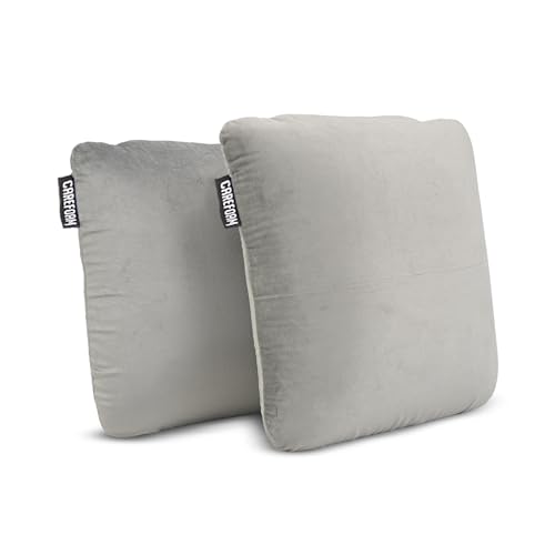 Image of CareFoam Memory Foam Square Cushion for Car, Sofa /Diwan, Bed, Chair & Decoration | Highly Durable, Hypoallergenic | 14 inchx 14 inch x 4 inch | Velvet Cover | Grey, Pack of 2