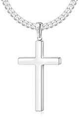 White Gold: Big Cross Pendant 1.7" * 1.0"