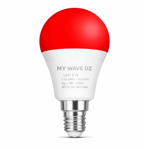 Luz Roja para Dormir E27 – Bombilla LED Roja Nocturna Sin Luz Azul – Luz Roja Noche para Descanso, Relajación y Ambiente – Compatible con Melatonina – Bombilla Roja Dormir (PACK 1 E14 / REDONDA)