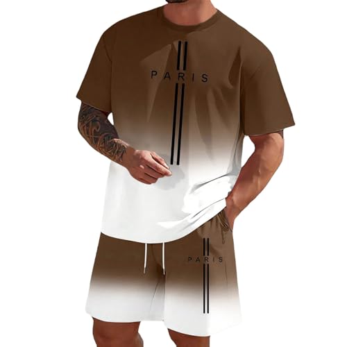 Ensemble décontracté deux pièces homme manches courtes t-shirt short respirant été