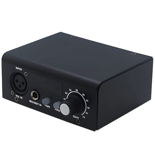 2-Channel Mic Preamp With 48V Phantom Power, Professional Xlr Audio Interface Amplifier, Ideal For Live Sound And Recording