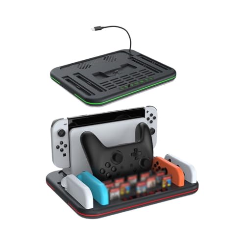 Base 5 en 1 para Switch con ventilador regulable y 9 modos RGB 5