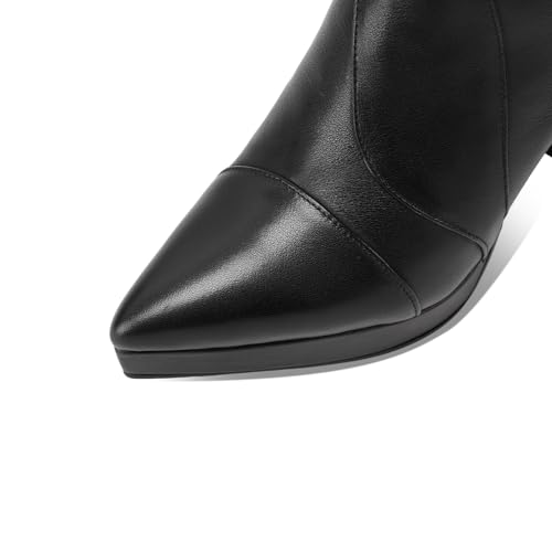 TinaCus Genuine Leather Handmade High Heels with Platform Women's Pointed Toe Zip up Ankle Boots4