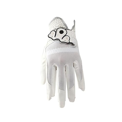 RNXRZANK Golf Glove, Golf Accessories, Sports Comfortable No Sweat, Soft Leather Left Hand Glove, Ladies Player Glove, White Color Golfer Supplies, Outdoor, 18cm