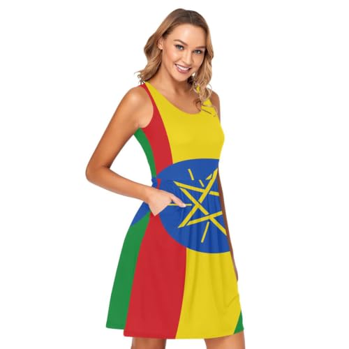Robe motif drapeau Éthiopie robe de plage sans manches femme