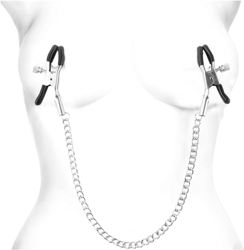 Adjustable Nipple Clips Clamps for Women and Men Adjustable Pressure Breast Clamps Stainless Steel Non-Piercing Nipple Rings Decorative Clip for Pleasure Toys, Clip for Accessories (Silver)