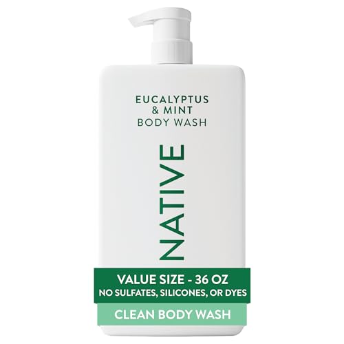 Native Body Wash for Women & Men, Eucalyptus & Mint, 36 oz Pump Bottle, Sulfate-Free & Gentle