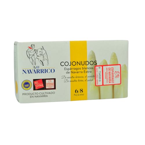 El Navarrico - Asperges Blanches Épaisses d'Espagne | Légumes Frais | 250g Poids Drainé | Asperges en Conserve | Compatible avec Gouttes de Poivrons, Larmes de Poivrons | 1 Pack
