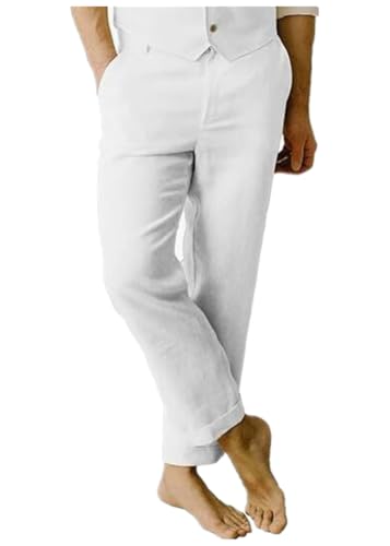 Men's Linen Pants Dress Pants for Men Casual Pants Lightweight Trousers Business Party Beach Wedding