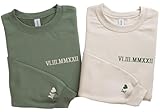 Custom Roman Numeral Sweatshirt Couple Sweatshirt Initial on Sleeve Anniversary Gift for Couples Personalized Couple Sweater Valentines Day Gift for Wedding Engagement