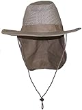 Tropic Hats Summer Wide Brim Mesh Safari/Outback W/Neck Flap & Snap Up Sides - Tan L