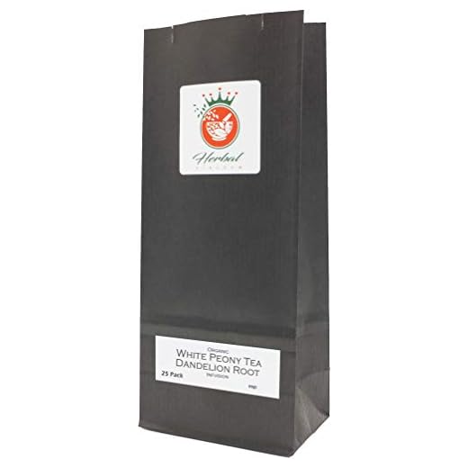 Dandelion Root Organic Herbal Blend Infusion (White Peony Tea - 25 Tea Bags - Unbleached)